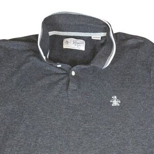 Penguin Polo Shirt Mens XXL Gray White Trimmed Organic Cotton Casual‎ Top